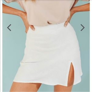White linen mini skirt